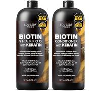 SOULSPA PURE Biotina - Juego de champú y acondicionador con queratina, antidiluyente avanzado, champú y acondicionador para el crecimiento del cabello, fórmula combinada, con bloqueadores de DHT, p