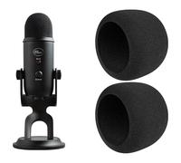 SOULWIT 2 Piezas Espuma Micrófono Filtro Antipop para Blue Yeti/Yeti Pro USB, Protector de Mic Cubierta Parabrisas con Espuma Antiviento para Logitech para Creators - Negro