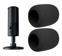 SOULWIT 2 Piezas Espuma Micrófono Filtro Antipop para Razer Seiren X, Mic Cubierta Pantallas antiviento Parabrisas - Negro