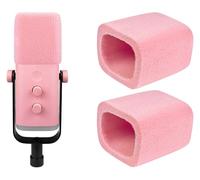 SOULWIT 2 Unidades Parabrisas Flocado para Fifine AmpliGame AM8 Micrófono, Funda para Micrófono, Filtro Antipop, Protector contra el Viento - Rosa