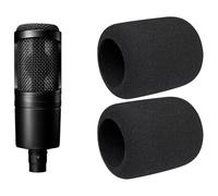 SOULWIT 2Pcs Protector de Micrófono Espuma Funda Pop Filtro para Audio-Technica ATH AT2020/AT2050/AT4040 Cardioide Condenser Micrófonos, Mic Cubierta Parabrisas - Negro