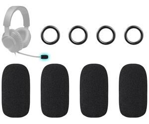 SOULWIT 4Pcs Micrófono Cubierta para JBL Quantum 100/360/910 Series, Quantum One/350/200/300/400/600/610/800/810 Auriculares, Cubierta Protectora Espuma de Micrófono Pop Filter Windscreen - Negro