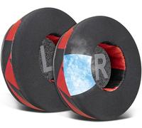 SOULWIT Almohadillas de Gel Refrescante para Skullcandy Cassette Auriculares Inalámbricos, Recambio Almohada Cascos con Tejido de Seda Helada, Espuma de Alta Densidad - Tormenta Roja