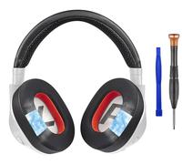 SOULWIT Almohadillas de Gel Refrigerante + Cuero Proteica Diadema Banda, Kit de Repuesto para Plantronics BackBeat Pro 2 Auriculares, Voyager 8200 UC, Repuesto Pieza de Reparación - Negro