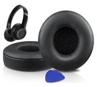 SOULWIT Almohadillas de Piel de Cordero Repuesto para Beats Solo 4 Auriculares Inalámbricos, Cojines Cascos Solo4 con Espuma de Alta Densidad para Aislamiento del Ruido, Grosor Añadido - Negro