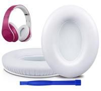 SOULWIT Almohadillas de Repuesto para Audífonos Monster Beats Studio 1.0 (1 st Gen) de Dr. Dre, Almohadillas con Cuero de Proteína Suave-Blanco