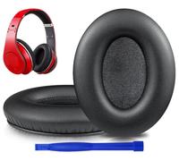 SOULWIT Almohadillas de Repuesto para Audífonos Monster Beats Studio 1.0 (1 st Gen) de Dr. Dre, Almohadillas con Cuero de Proteína Suave-Negro