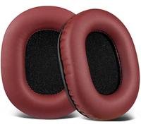 SOULWIT Almohadillas de Repuesto para Audio Technica ATH M50X M50XBT M50RD M40X M30X M20X MSR7 SX1 Monitor,Almohadillas con Suave de Proteínas de Cuero, Espuma de Memoria de Alta Densidad - Borgoña