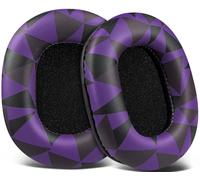 SOULWIT Almohadillas de Repuesto para Audio Technica ATH M50X M50XBT M50RD M40X M30X M20X MSR7 SX1 Monitor,Almohadillas con Suave de Proteínas de Cuero, Espuma de Memoria de Alta Densidad-Morado Negro
