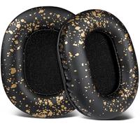 SOULWIT Almohadillas de Repuesto para Audio Technica ATH M50X M50XBT M50RD M40X M30X M20X MSR7 SX1 Monitor,Almohadillas con Suave de Proteínas de Cuero, Espuma de Memoria de Alta Densidad-Negro Dorado