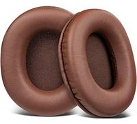 SOULWIT Almohadillas de Repuesto para Audio Technica ATH M50X M50XBT M50RD M40X M30X M20X MSR7 SX1 Monitor,Almohadillas con Suave de Proteínas de Cuero, Espuma de Memoria de Alta Densidad - Café