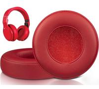 SOULWIT Almohadillas de Repuesto para Monster Beats Pro/by Dr Dre Detox Auriculares, Recambio Almohada con Cuero Proteica Más Suave, Espuma de Alta Densidad Aislante del Ruido-Rojo