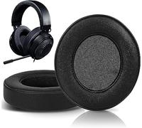 SOULWIT Almohadillas de Repuesto para Razer Kraken Pro V2, Kraken 7.1 V2, Kraken Stormtrooper Auriculares, con Cuero de Proteína Suave (Negro)