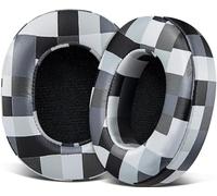 SOULWIT Almohadillas de Repuesto para Skullcandy Hesh 3/ANC/EVO & Crusher Wireless/ANC/EVO & Venue ANC Auriculares, Recambio Almohada Cuero Proteica, Espuma Aislante del Ruido - Rejilla Negro y Gris