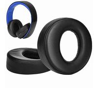 SOULWIT Almohadillas de Repuesto para Sony Gold Wireless Playstation PS4 Headset, 2014 Version, Model CECHYA-0083, con Cuero de Proteína Suave, Espesor Agregado-Negro