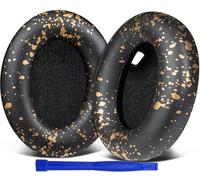 SOULWIT Almohadillas de Repuesto para Sony WH-1000XM4 Auriculares sobre Oreja, con Cuero de Proteína Suave, Espuma de Memoria de Aislamiento de Ruido, Espesor Agregado-Oro Negro