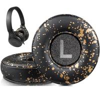 SOULWIT Almohadillas Profesionales de Repuesto para Beats EP Wired On-Ear Auriculares, Almohada Cascos con Cuero Proteína más Suave, Espuma de Aislamiento de Ruido de Alta Densidad-Negro Dorado