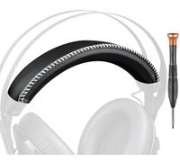 SOULWIT Diadema Funda Cuero de Proteína para HyperX Cloud Revolver/Revolver S, HX-HSCR-GM Cloud Revolver Gaming Headsets, Repuesto Cascos Funda Headband para Reparación - Negro(Línea Blanca)
