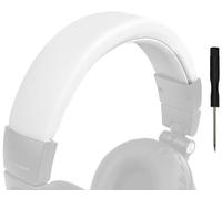 SOULWIT Funda de Diadema de Cuero sintético para Audio Technica ATH M50, M50X, M50XWH, M50XBT, M50XBT2, M50S/LE Auriculares, Repuesto de Almohadilla de Diadema Pieza de reparación-Blanco