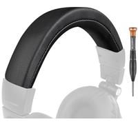 SOULWIT Funda de Diadema de Cuero sintético para Audio Technica ATH M50, M50X, M50XWH, M50XBT, M50XBT2, M50S/LE Auriculares, Repuesto de Almohadilla de Diadema Pieza de reparación-Negro