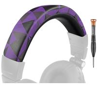 SOULWIT Funda de Diadema de Cuero sintético para Audio Technica ATH M50, M50X, M50XWH, M50XBT, M50XBT2, M50S/LE Auriculares, Repuesto de Almohadilla de Diadema Pieza de reparación-Morado Negro