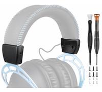 SOULWIT Fundas Laterales Mejoradas para Diadema para HyperX Cloud 1/2/Pro/Core/2 Core/Alpha/Alpha S/Alpha Pro/CloudX Auriculares, Redondeadas Recambio Tapones de Extremo Accesorios - Negro