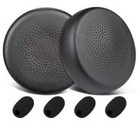 SOULWIT Repuesto Almohadillas +4Pcs Filtro Protector Pop de Micrófono para Yealink BH70/WH64 Auriculares, Almohadillas Cascos con Cuero de Proteína Suave, Espuma de Memoria de Alta Densidad - Negro