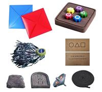 Soumiey Korean Traditional Play Korean Folk Game Set, Jebi Chagi, Gong-gi, Biseokchigi, Paeng-y, DDAKJI, Family Travel Games, Interesting Stone Catching Game Training Toy (1set)