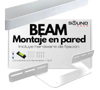 Sound bass Soporte Soundbar para Sonos Beam Gen 1 & 2 Únicamente, Blanco | Compatible con Sonos Beam Gen 1 & 2, NO con Sonos Beam Ultra, Soporte de Montaje en Pared, Fijadores incluidos