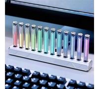 Sound Pickup Spectrum Lamp, LED Music Spectrum Display, Creative Colorful LED Ambient Light with 12 LED Nixie Tube, Kinds of Dynamic/Color Adjustable, for Desktop, Studio, Gaming Room(White)