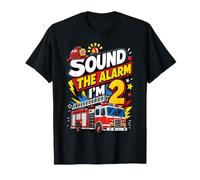 Sound The Alarm I'm 2 Firetruck Firefighter 2nd Birthday Boy Camiseta