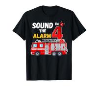 Sound The Alarm Im 4 Fire Truck 4th Birthday Bombero Camiseta