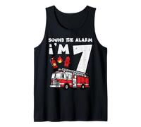 Sound The Alarm Im 7 Firetruck 7º cumpleaños cumpleaños niños niños Camiseta sin Mangas