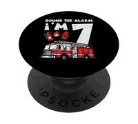 Sound The Alarm Im 7 Firetruck 7º cumpleaños cumpleaños niños niños PopSockets PopGrip Adhesivo
