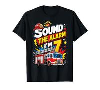 Sound The Alarm I'm 7 Firetruck Firefighter 7th Birthday Boy Camiseta