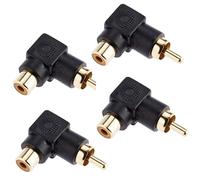 sound-way - 4X Piezas de Conectores RCA Macho a RCA Chapados en Oro, Adaptadores en ángulo Recto de 90 Grados