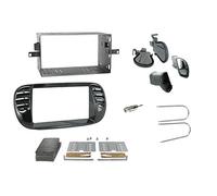 sound-way - Kit de Montaje Marco para Radio Adaptador autoradio para FIAT 500 Negro Brillante 2 DIN - 2D-500NL2