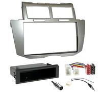 sound-way Kit Montaje Autoradio, Marco 1 DIN / 2 DIN Radio de Coche, Adaptador Antenna, Cable Connector ISO Compatible con Toyota Yaris 2005-2011