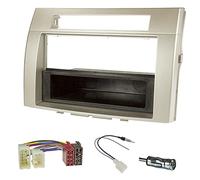 Sound-way Kit Montaje Autoradio, Marco 1 DIN / 2 DIN Radio para Coche, Caja de Almacenamiento, Cable Adaptador Conector ISO, Adaptador Antena, Compatible con Toyota Corolla Verso 2003-2006