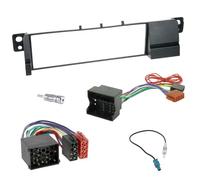 sound-way Kit Montaje Autoradio, Marco 1 DIN Radio de Coche, Cable Adaptador Conector ISO, Adaptador Antena, Compatible con BMW Serie 3 E46, E36