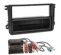 Sound-way Kit Montaje Autoradio, Marco 1 DIN Radio de Coche, Caja de Almacenamiento, Adaptador Antena, Cable Adaptador Conector ISO, Compatible con Volkswagen, Skoda, Seat