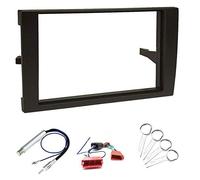 sound-way Kit Montaje Autoradio, Marco 2 DIN Radio para Coche, Cable Adaptador Conector ISO, Adaptador Antena, Llaves de Extracción Compatible con Audi A4 B6 B7, Seat Exeo