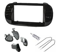Sound Way Kit Montaje Autoradio, Marco 2 DIN Radio para Coche, Rejillas de Ventilación, Llaves de Desmontaje, Adaptador Antena Compatible con Fiat 500 (2007-2015), Negro Brillante