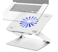 Soundance Soporte Ajustable para Laptop con Ventilador USB 3.0 Hub Compatible con computadora portátil de 10 a 17.3 Pulgadas, Elevador ergonómico para computadora, Aluminio Plateado LS2