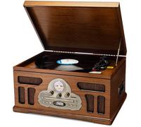 SoundBeast - Tocadiscos Todo en uno con Reproductor de grabación de 3 velocidades, Bluetooth, CD, Cinta de Cassette, Radio Am/FM, USB, Altavoces Integrados, Exterior de Madera Hecho a Mano