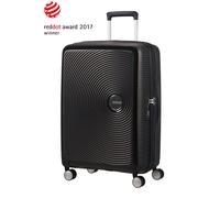 American Tourister Soundbox Maleta Trolley Grande, 67 cm | Negro Bass, maleta rígida ampliable, 67H x 46W x 29D cm, 71.5/81 L, 3.7 kg, con candado TSA