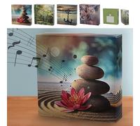 Soundbox - Juego de 4 sensores de movimiento, 12 x 12 x 3,5 cm, cartón de plástico, sonido de meditación, sonido de ondas, canto de gaviotas (1 juego de 4 unidades)