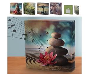 Soundbox - Juego de 4 sensores de movimiento, 12 x 12 x 3,5 cm, cartón de plástico, sonido de meditación, sonido de ondas, canto de gaviotas (1 juego de 4 unidades)