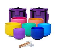 SOUNDELLO Juego de 7 cuencos de cristal de cuarzo de 432 Hz de 6 a 12 pulgadas, para curación, meditación, yoga, baños sonoros con maletín de gamuza