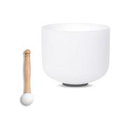 SOUNDELLO - tazón de vidrio de cuarzo para chakra de tercer ojo, 8 pulgadas, blanco, para curación, atención plena y meditación, yoga, baño de sonido, con junta tórica de mazo de goma